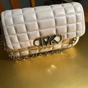 Michael Kors White Quilted Leather Shoulder Bag